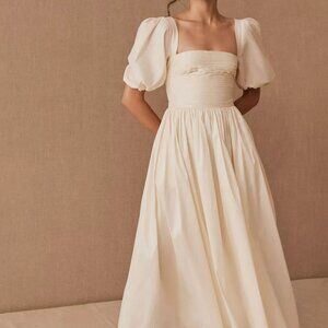 BHLDN Sachin & Babi Ivory Ruched Puff Sleeve Emile Midi Gown NWT Size 16